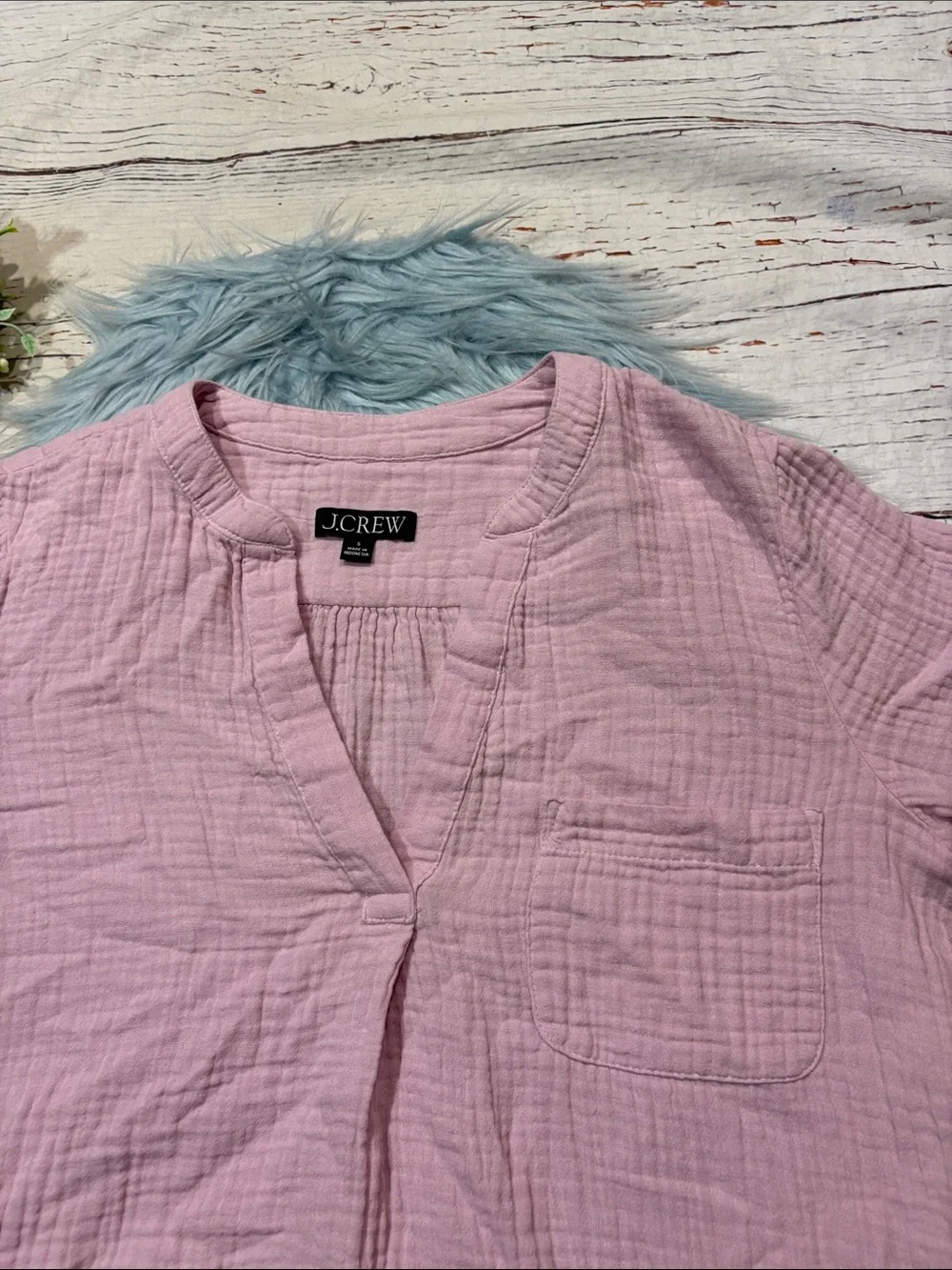 J. Crew V-Neck Double-Gauze Popover Lilac Blouse